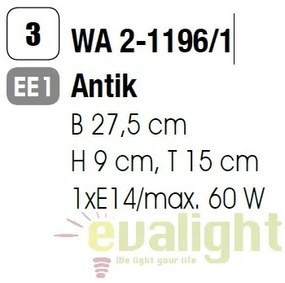 Aplica de perete rustica Fleur WA 2-1196/1 Antik OR