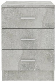 Noptiere, 2 buc., gri beton, 38x35x56 cm, pal