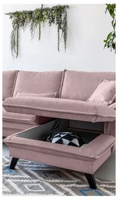 Colțar extensibil cu șezlong pe partea dreaptă Miuform Charming Charlie, roz pudră