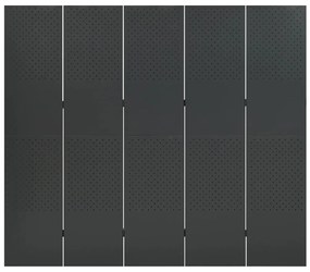 335903 vidaXL Paravan de cameră cu 5 panouri, antracit, 200x180 cm, oțel