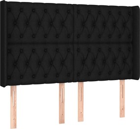 vidaXL Tăblie de pat cu aripioare, negru, 163x16x118/128 cm, textil