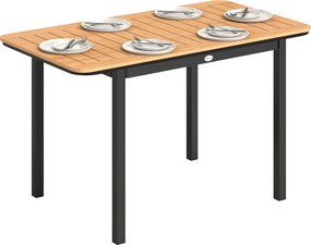 Outsunny Masă de Grădină pentru 6 Persoane, 127 x 70 cm, Masă de Exterior cu Blat cu Lamele din Lemn Plastic, Cadru Metalic | Aosom Romania