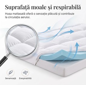 Topper saltea memory foam cu gel racoritor ELEMUSE, 7 cm, husa detasabila lavabila