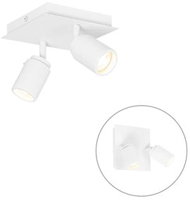 Spotlight modern pentru baie alb pătrat cu 2 lumini IP44 - Ducha
