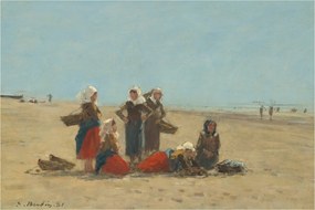Tablou - Eugène Boudin, Women on the Beach at Berck, reproducere (90x60 cm)