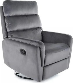 Fotoliu recliner ARGOS, stofa catifelata gri - Bluvel 14, 78x84/162x10