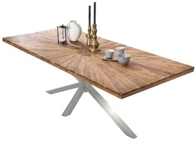 Masa dreptunghiulara cu blat din lemn de tec Tables&amp;Co 200x100 cm maro/argintiu