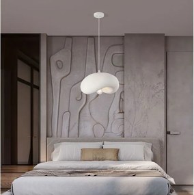 Lustra suspendata cu textura granulata Bambel alb piatra