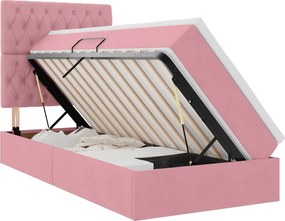 vidaXL Pat cu saltea și LED cu saltea cu led Roz 100 x 200 cm Catifea