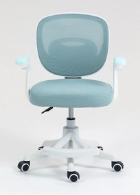 Scaun ergonomic pentru copii, suport lombar, suport picioare reglabil, rotativ, Albastru