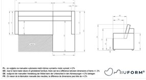Colțar modular bej extensibil/cu spațiu de depozitare (cu colț pe partea dreaptă) Lulu – Miuform