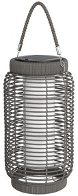Outsunny Lampadaire d'extérieur solaire en rășină imitată în țesătură luminaire LED de jardin en oțel cu pornire/oprire automată gri | Aosom Romania