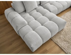 Colțar gri deschis extensibil/cu spațiu de depozitare cu tapițerie din chenille (cu colț pe partea dreaptă/în formă de "U") Everest – Bobochic Paris