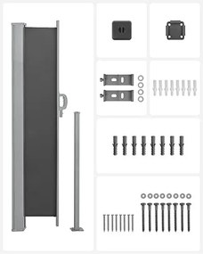 Copertina laterala, 180 x 350 cm, metal / poliester, antracit, Songmics