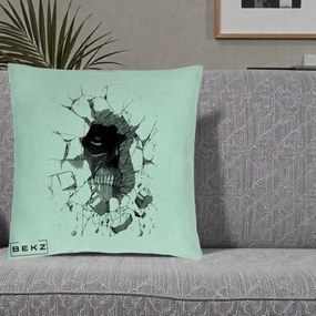Perna Personalizata Attack on Titan Titan Crapand Zidul, 40x40 cm, Verde Menta, Husa Detasabila, Perna Inclusa, BEKZ®