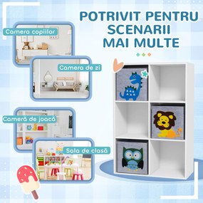 ZONEKIZ Organizator pentru Jucarii, Dulap de Depozitare cu Trei Sertare din Material, Raft Organizator, 61,8x29,9x91,5 cm, Alb | Aosom Romania