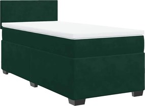 vidaXL Pat continental cu saltea, verde închis, 80x200 cm, catifea