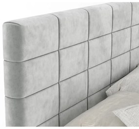Pat boxspring gri deschis cu spațiu de depozitare 140x200 cm Ava – Maison de Rêve