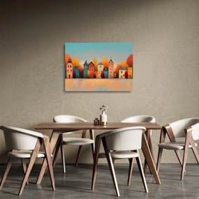 Tablou pe sticlă - Sat de toamnă (70x50 cm)
