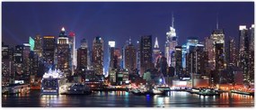 Tablou - Zgârie-nori din New York iluminate (120x50 cm)