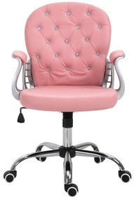 Vinsetto Fotoliu de birou, Ergonomic Fotoliu de birou cu Suport pentru Brațe, Spătar Căptușit, Reglabil în Înălțime Fotoliu de calculator cu Piele Ecologică, Scaun Rotativ pentru Acasă sau Birou, Roz | Aosom Romania