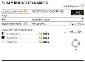 Spot LED pentru baie incastrat IP44 Slim 9 round 4000K alb