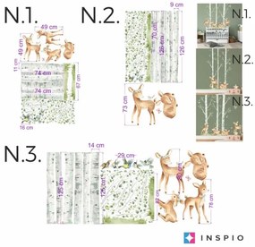 INSPIO Căprioare jucăușe în pădure de mesteacăn - autocolante pentru camera copiilor