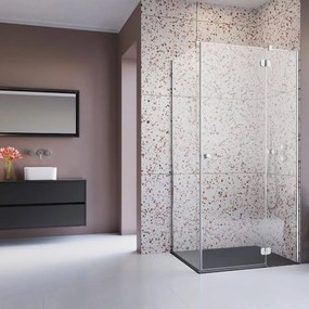 Pachet cabina de dus Torrenta KDJ dreapta 80x80 cm, cadita pentru dus Tinos C Compact alb si sifon cadita crom