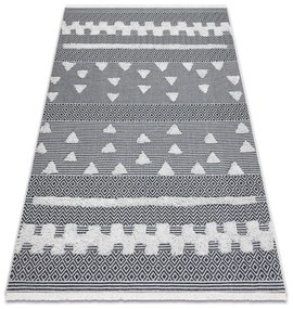 Covor ECO SISAL BOHO MOROC Geometric 22321 franjuri - două niveluri de lână cremă / gri, covor reciclat