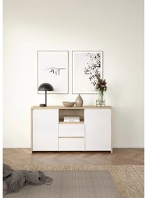 Comodă albă-în culoare naturală cu aspect de lemn de stejar 149x84x48 cm Next – Tvilum