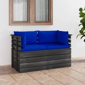 Canapea gradina din paleti cu perne, 2 locuri, lemn masiv pin