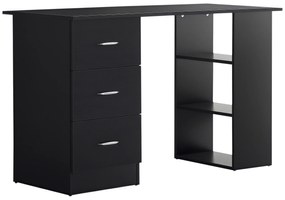 HOMCOM Birou de Calculator Modern, Masa de Lucru cu 3 Sertare și Raft pentru Depozitare, Design Elegant, Negru | Aosom Romania