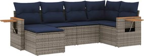 vidaXL Set canapele de grădină cu perne, 6 piese, gri, poliratan
