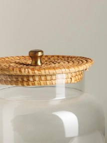 Borcan din sticla, cu capac din trestie de zahar, H24cm Provence