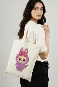 Sacosa de Panza pentru Cumparaturi, Geanta Tote, model Labubu 29 38 x 34.5 cm, Alba, BEKZ®