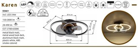 Lustra LED cu ventilator si telecomanda KAREN 03661 GL