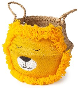 Coș de jucării pentru copii galben/în culoare naturală din iarbă-de-mare ø 30x28 cm Lion – Compactor