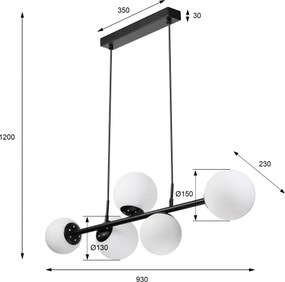 Candelabru suspendat pe cablu MADDIE 5xE14/5W/230V negru
