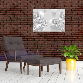 Tablou pe sticlă -Design flori (70x50 cm)