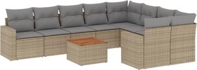 vidaXL Set canapele de grădină cu perne, 10 piese, bej, poliratan