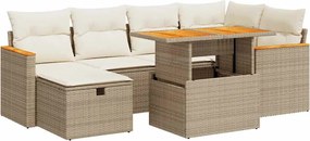 vidaXL Set canapele de grădină, 8 piese, cu perne, bej, poliratan