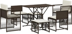 vidaXL Set mobilier de grădină cu perne, 7 piese, maro, poliratan