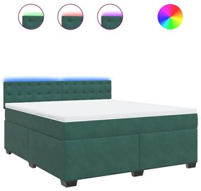 3288693 vidaXL Pat box spring cu saltea, verde închis, 180x200 cm, catifea