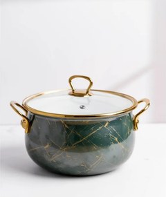 La mâna a doua: Aragaz Goldmann GM 8017-22G, 5l, 22x14 cm, Emailat, Inducție, Capac din sticlă, Verde smarald