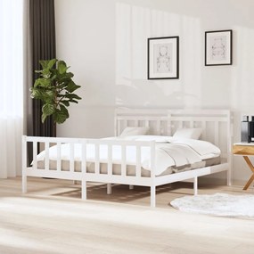 3100969 vidaXL Cadru de pat, alb, 160x200 cm, lemn masiv