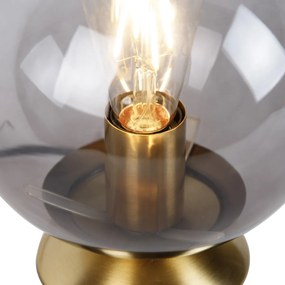 Lampă de masă Art Deco din alamă cu sticlă fumurie - Pallon