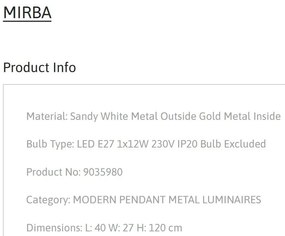 Lustra/Pendul design modern MIRBA alb