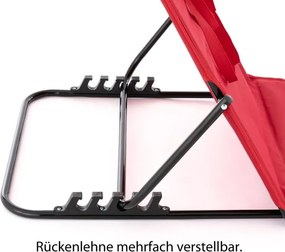 Saltea de plajă reglabilă cu spătar, roșie, 2 bucăți.