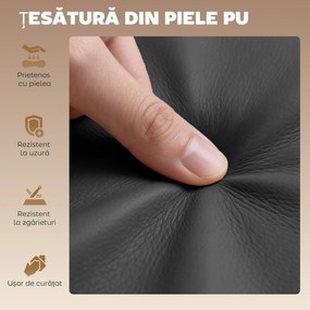 HOMCOM Set 2 Scaune de Bar din Piele PU, Rotative, Înălțime Reglabilă pentru Bucătărie, Negru | Aosom Romania