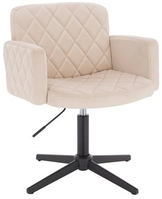 HR802CROSS Scaun Crem din Catifea cu Bază Neagră